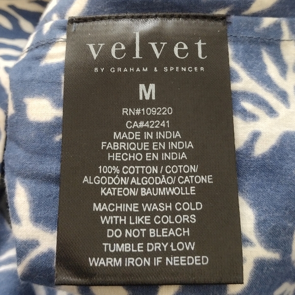 NWT Velvet By Graham & Spencer Fern Print Men's Long Sleeve Button Down Shirt - Picture 13 of 15